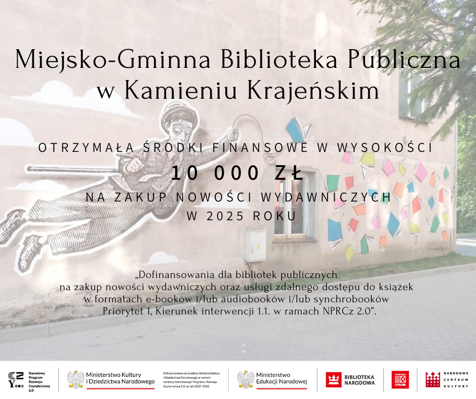 Miło nam poinformować że Miejsko Gminna Biblioteka Publiczna w Kamieniu Krajeńskim